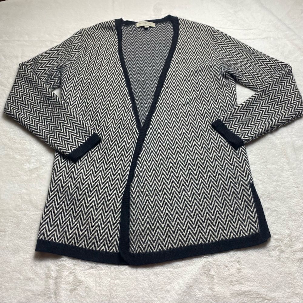 Blunauta Open Front Knit Black/White Wool and Angora Cardigan Size Small